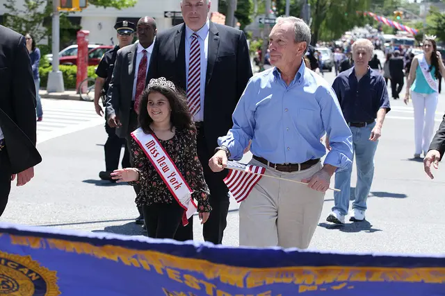 Mayor Bloomberg Marches in the Whitestone Veterans Memorial Association Parade.